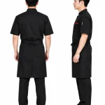 Áo bếp đồng phục ngắn tay màu đen hiện đại