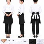 Áo bếp đồng phục nhà hàng màu trắng cổ trụ