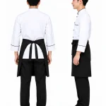 Áo bếp đồng phục nhà hàng màu trắng cổ trụ