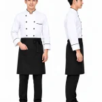 Áo bếp đồng phục nhà hàng màu trắng cổ trụ
