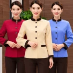 Áo đồng phục nhân viên buồng phòng khách sạn phối viền