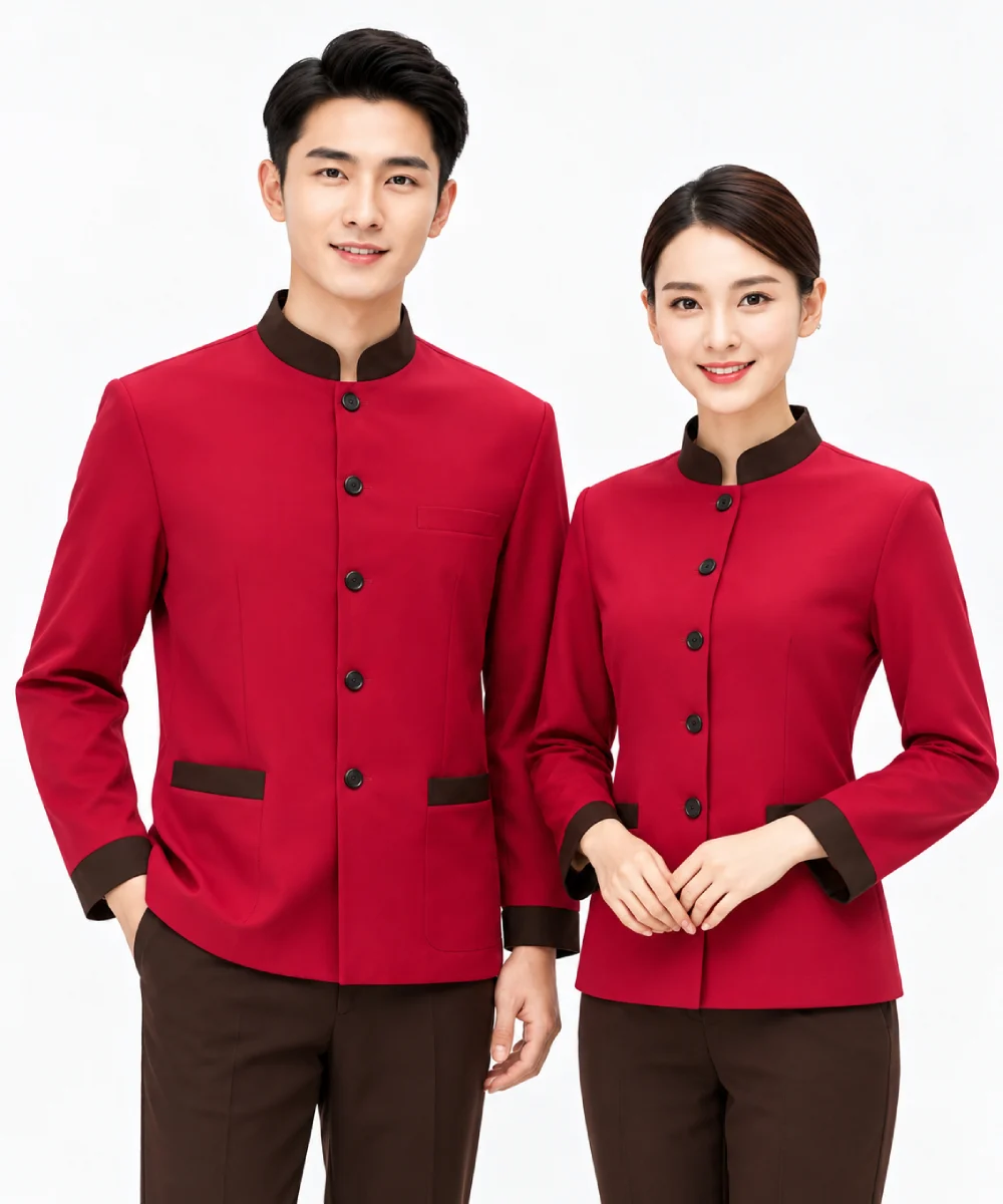 Áo đồng phục nhân viên buồng phòng khách sạn phối viền