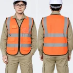 Áo gile bảo hộ lao động màu cam viền đen