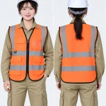 Áo gile bảo hộ lao động màu cam viền đen