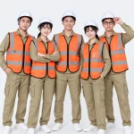Áo gile bảo hộ lao động màu cam viền đen
