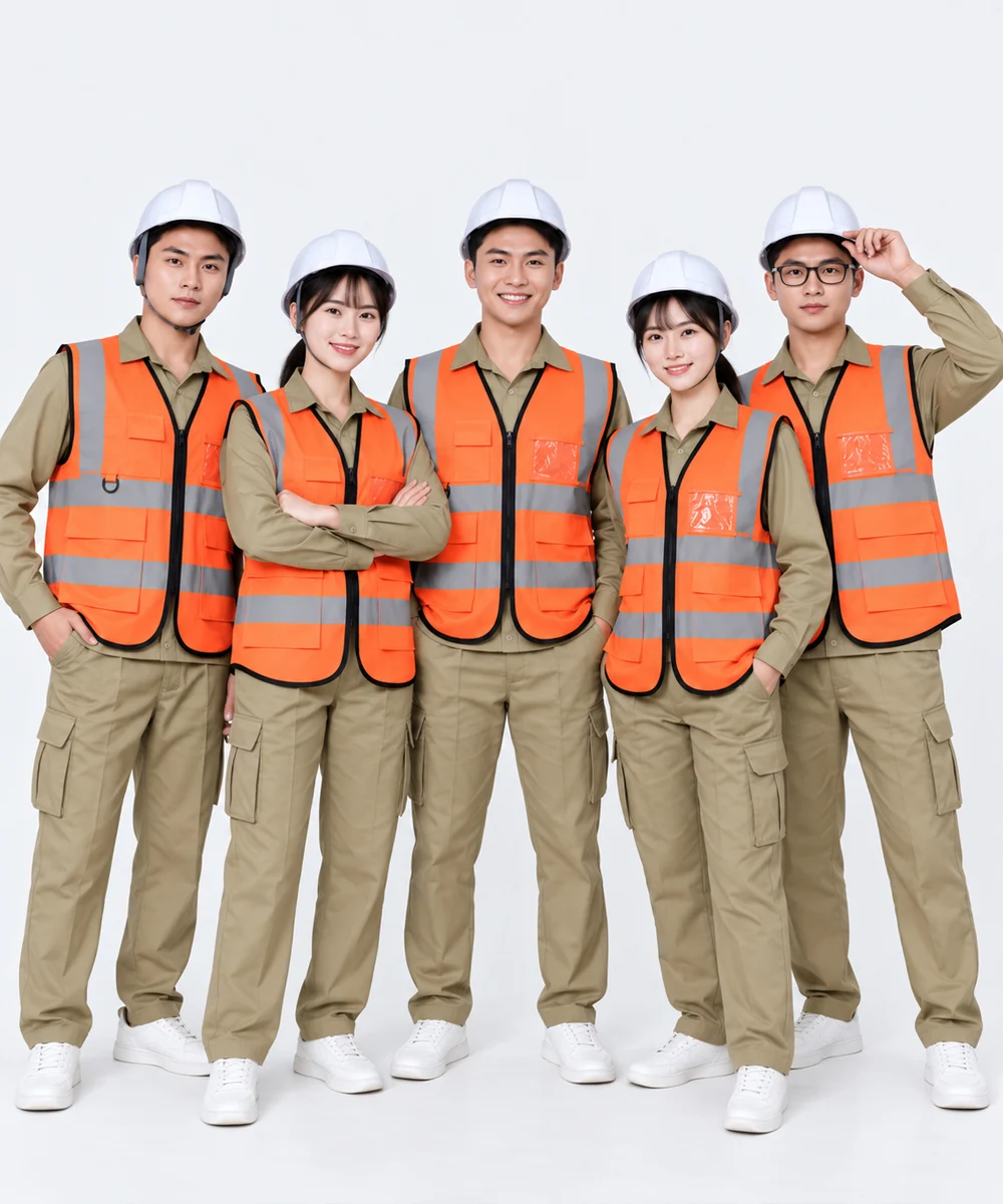 Áo gile bảo hộ lao động màu cam viền đen