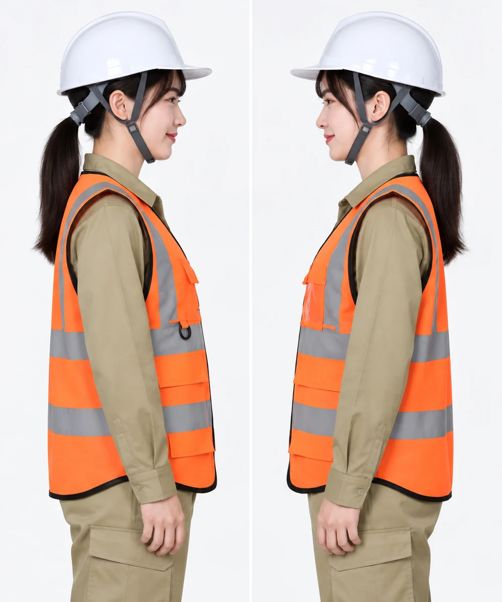 Áo gile bảo hộ lao động màu cam viền đen