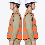 Áo gile bảo hộ lao động màu cam viền đen