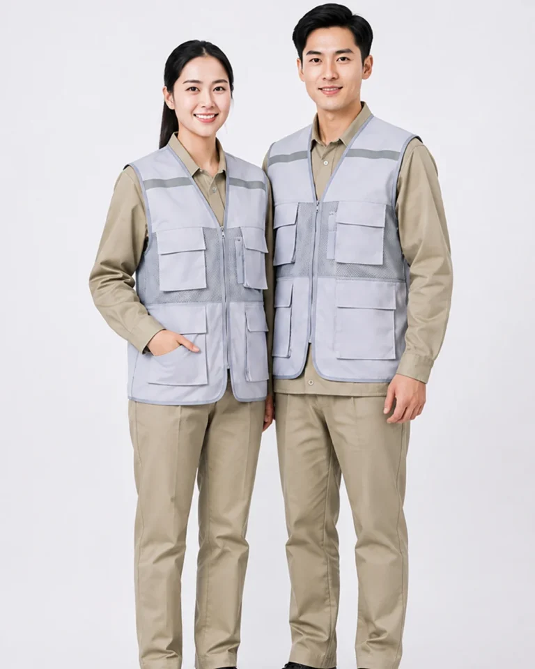 Áo gile bảo hộ lao động màu ghi nhạt