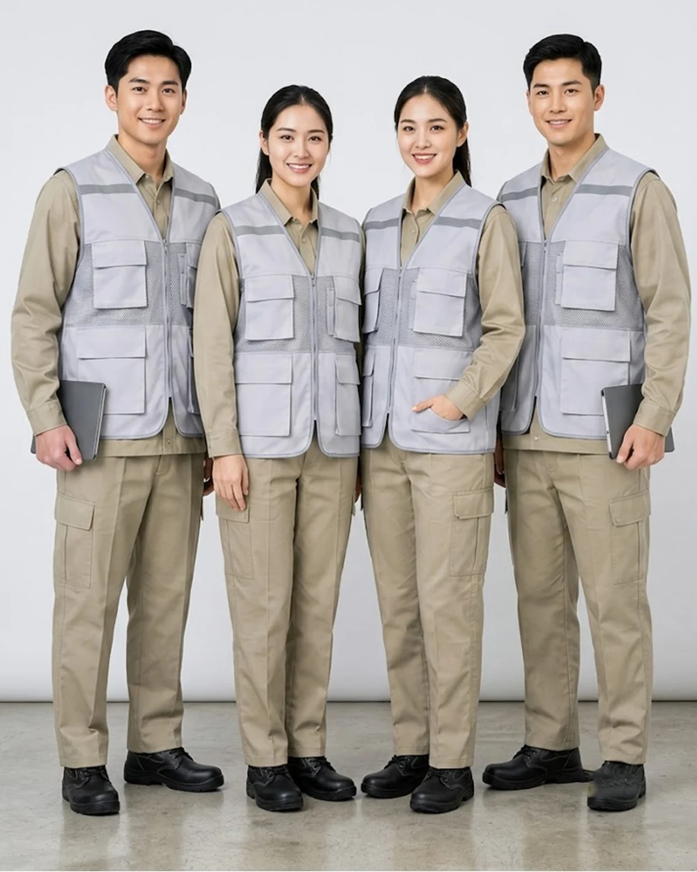 Áo gile bảo hộ lao động màu ghi nhạt