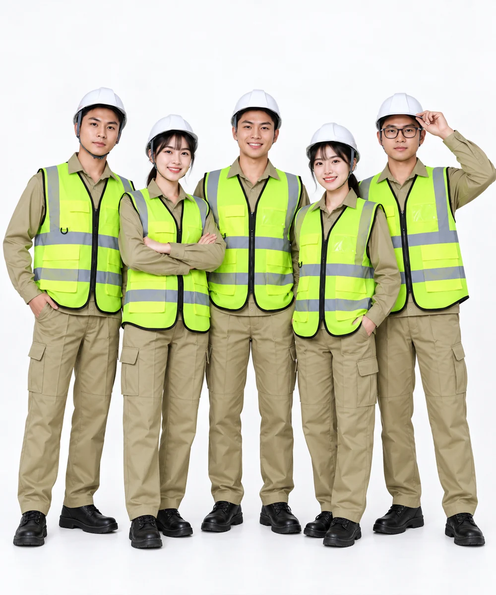 Áo gile bảo hộ lao động màu xanh chuối viền đen
