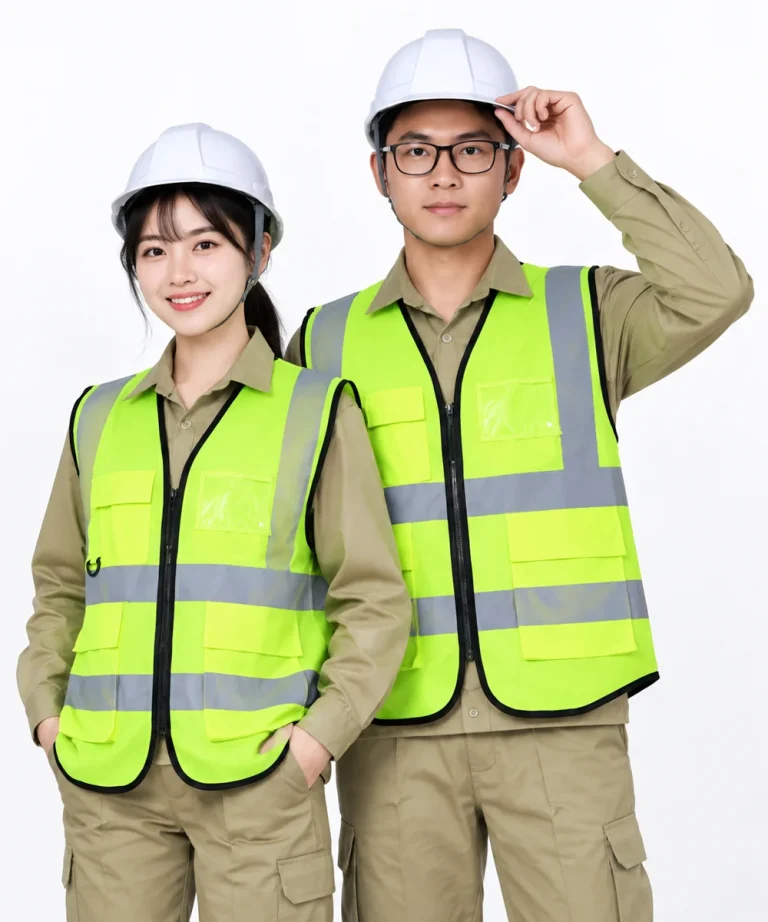 Áo gile bảo hộ lao động màu xanh chuối viền đen