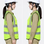 Áo gile bảo hộ lao động màu xanh chuối viền đen