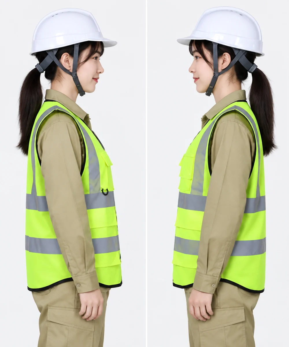 Áo gile bảo hộ lao động màu xanh chuối viền đen