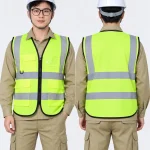 Áo gile bảo hộ lao động màu xanh chuối viền đen