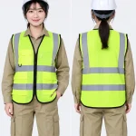 Áo gile bảo hộ lao động màu xanh chuối viền đen