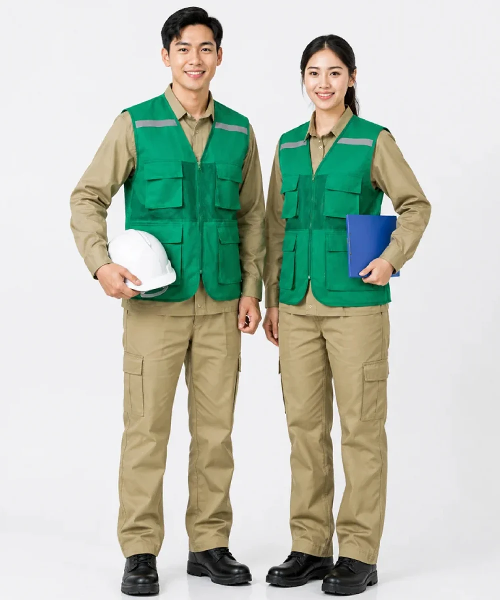 Áo gile bảo hộ lao động màu xanh lá cây