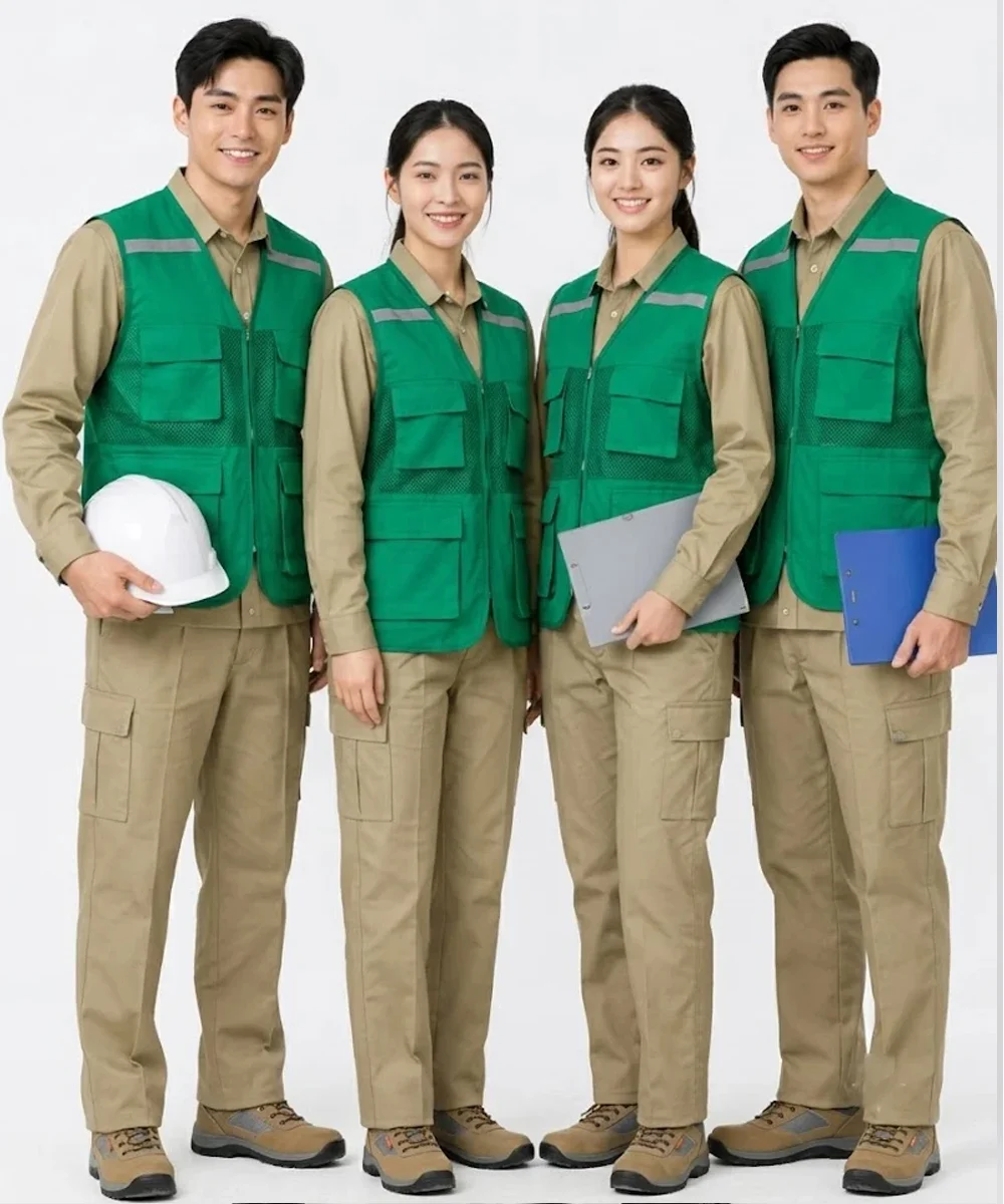 Áo gile bảo hộ lao động màu xanh lá cây