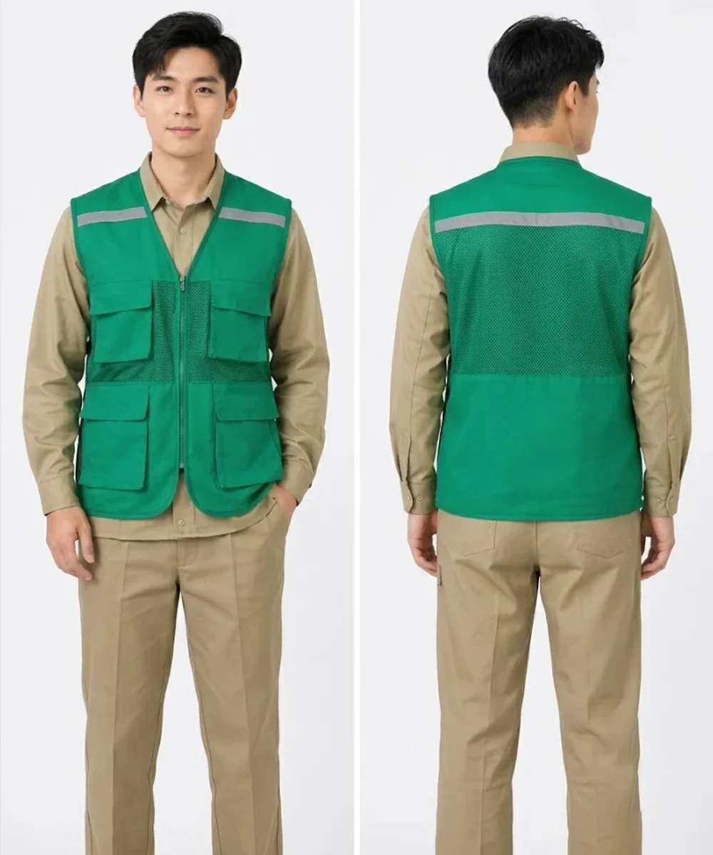 Áo gile bảo hộ lao động màu xanh lá cây