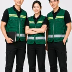 Áo gile bảo hộ màu xanh lá cây phối viền phản quang