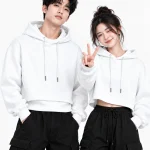 Áo hoodie Hoodie dáng lửng màu trắng năng động
