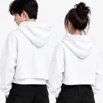 Áo hoodie Hoodie dáng lửng màu trắng năng động