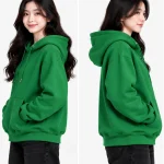 Áo hoodie có túi kangaroo màu xanh lá cây