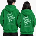 Áo hoodie có túi kangaroo màu xanh lá cây