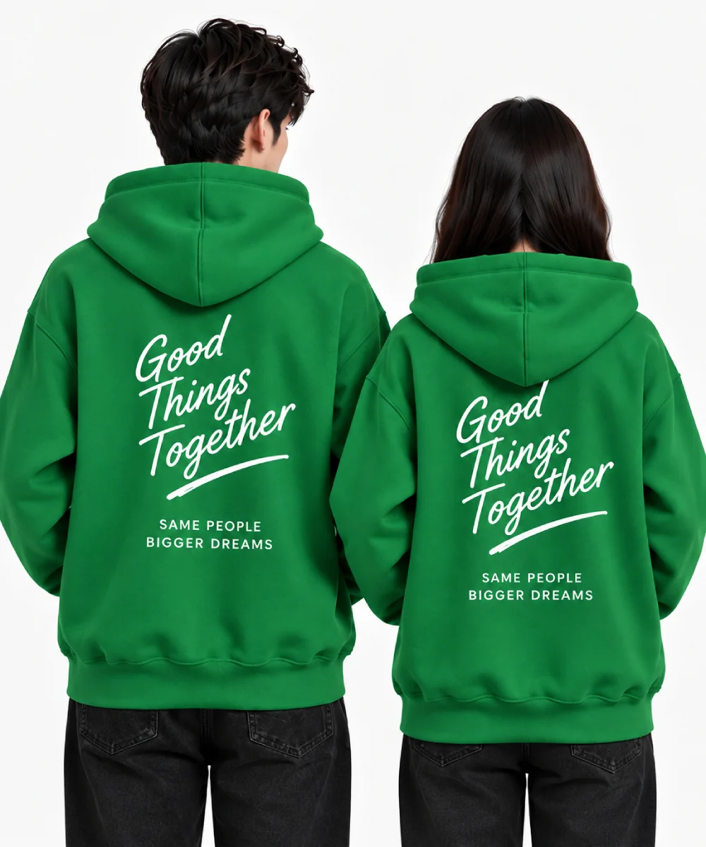 Áo hoodie có túi kangaroo màu xanh lá cây