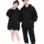 Áo hoodie dáng dài màu đen phong cách