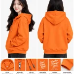 Áo hoodie đồng phục màu cam phong cách trẻ trung
