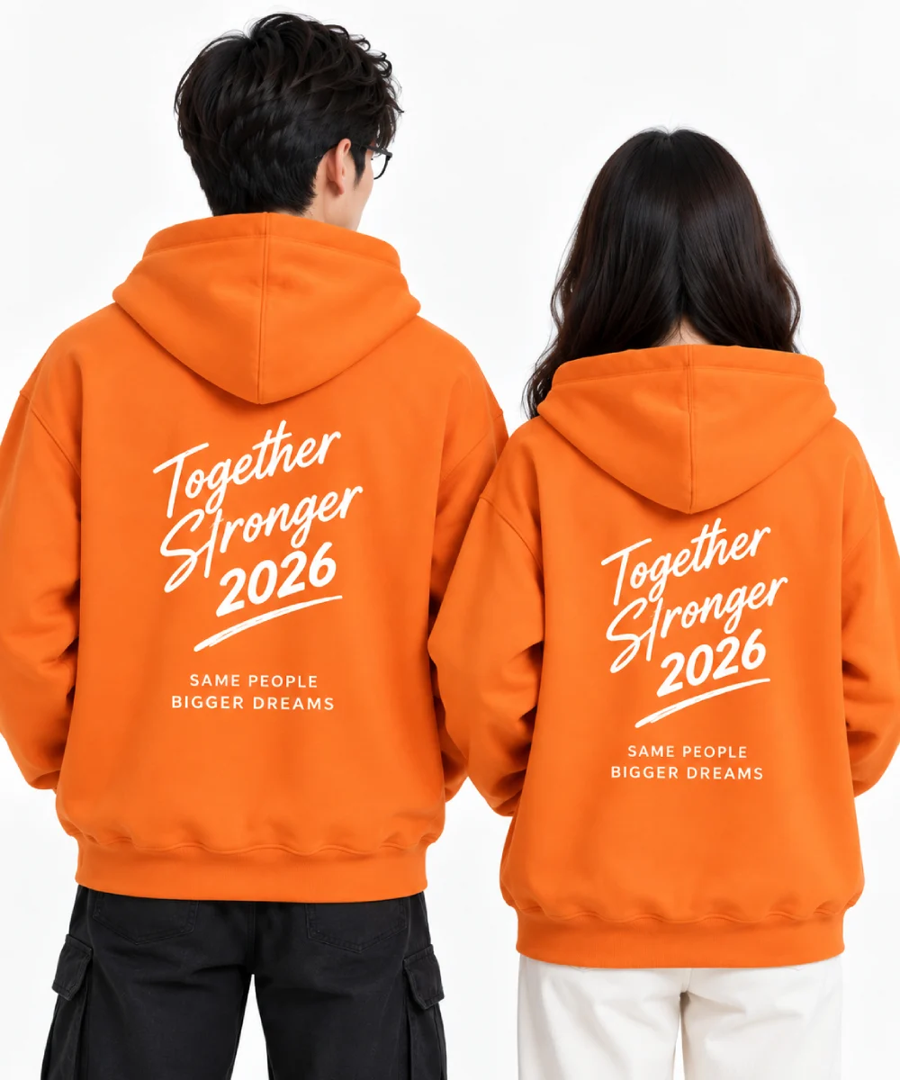 Áo hoodie đồng phục màu cam phong cách trẻ trung