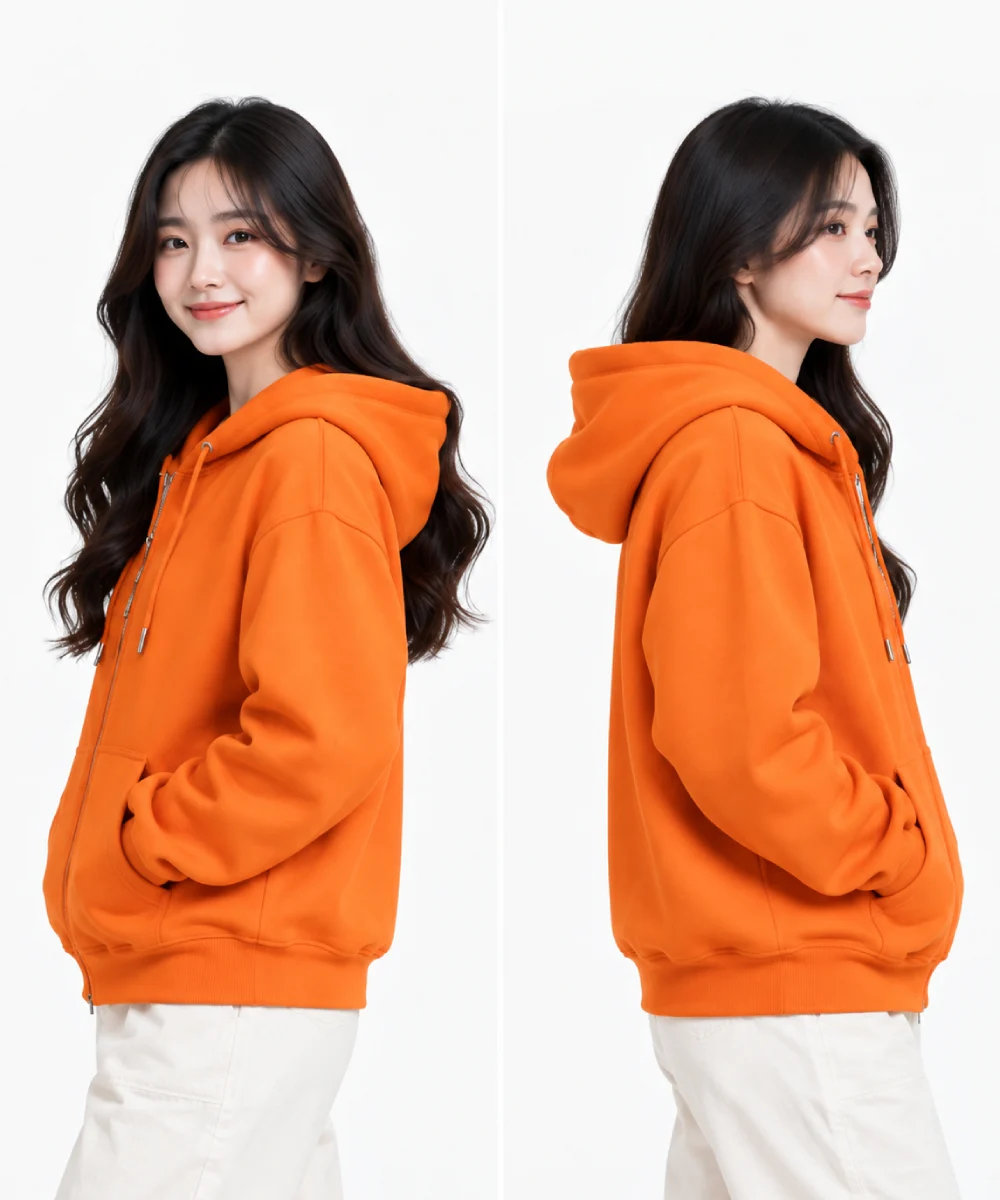 Áo hoodie đồng phục màu cam phong cách trẻ trung