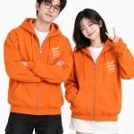 Áo hoodie đồng phục màu cam phong cách trẻ trung