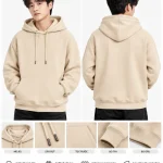 Áo hoodie đồng phục màu kem tối giản