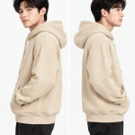 Áo hoodie đồng phục màu kem tối giản