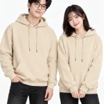 Áo hoodie đồng phục màu kem tối giản