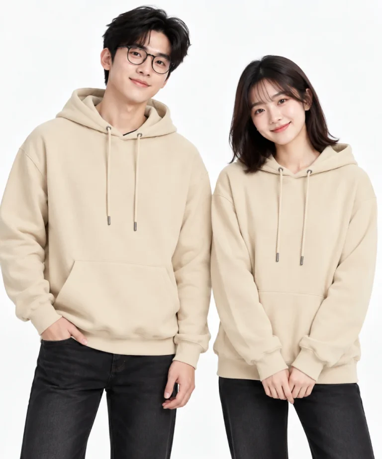 Áo hoodie đồng phục màu kem tối giản