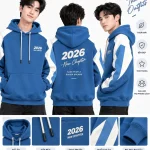 Áo hoodie đồng phục màu xanh dương hiện đại