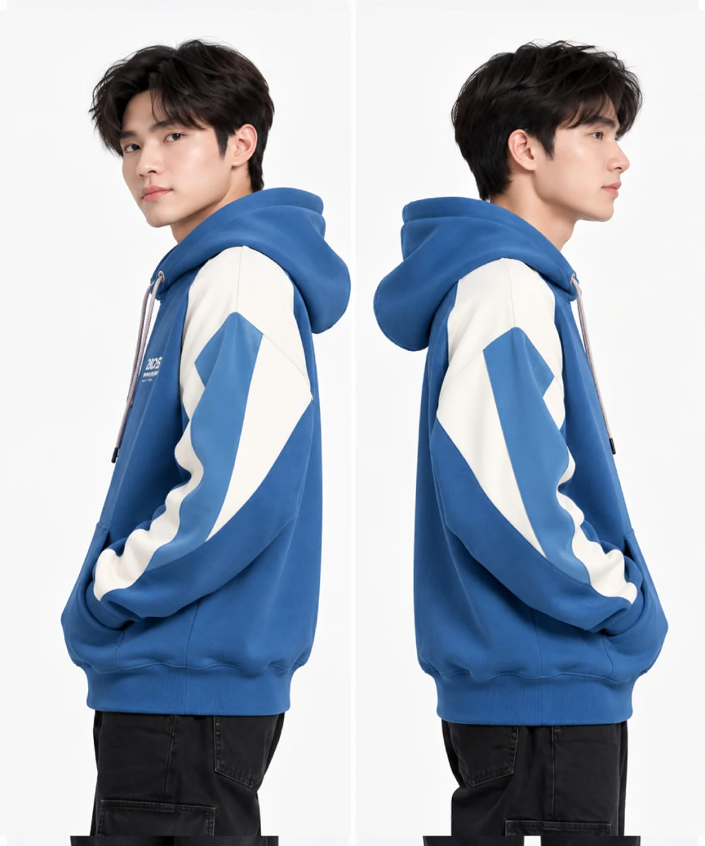 Áo hoodie đồng phục màu xanh dương hiện đại