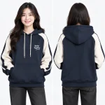 Áo hoodie đồng phục màu xanh navy phối tay trắng