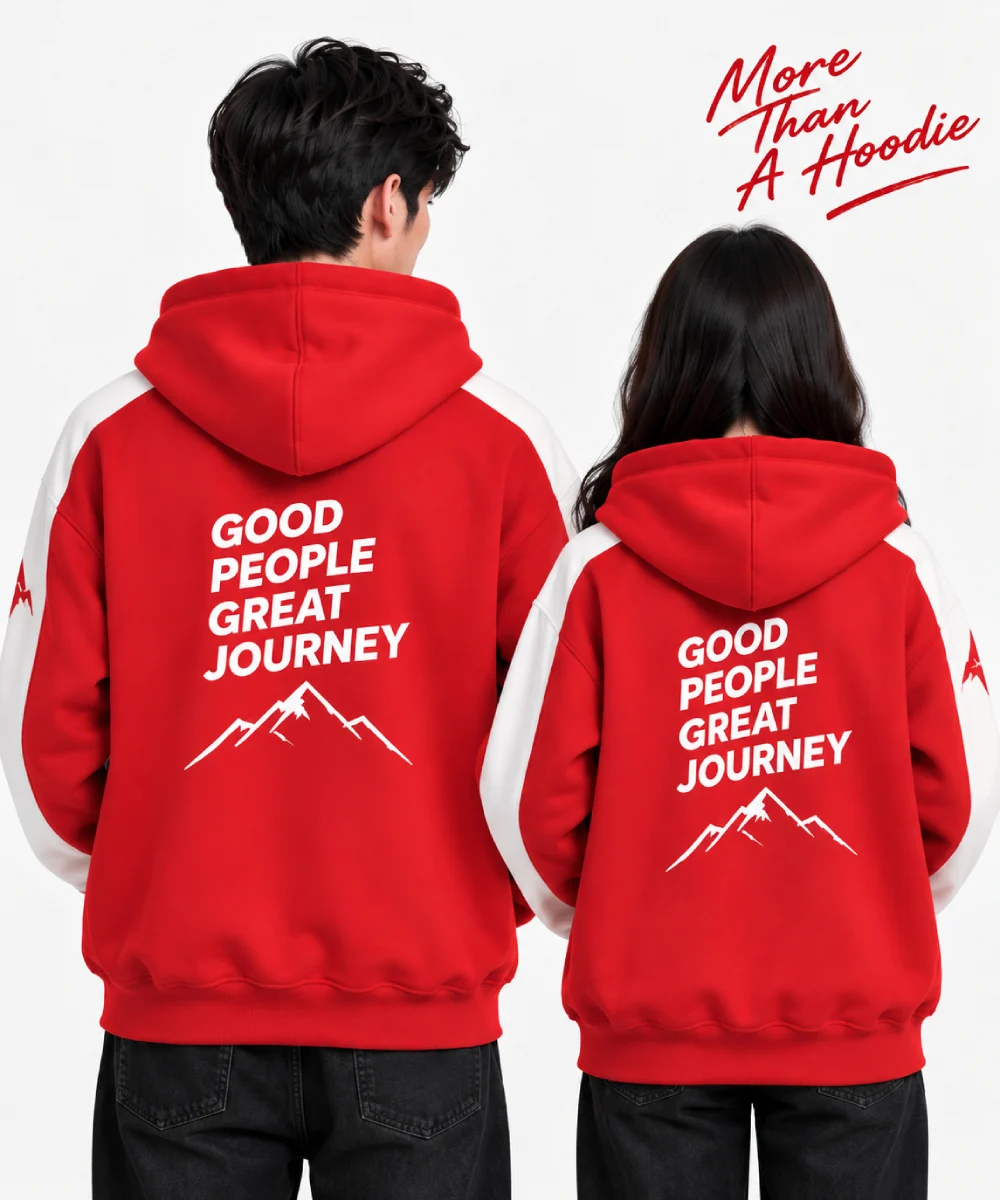 Áo hoodie khoá kéo 1/2 màu đỏ phối trắng