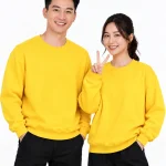 Áo hoodie không mũ màu vàng cơ bản