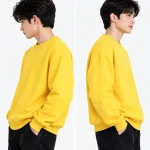 Áo hoodie không mũ màu vàng cơ bản