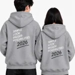 Áo hoodie không túi màu xám tối giản