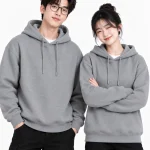 Áo hoodie không túi màu xám tối giản