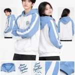 Áo hoodie nam nữ màu trắng xanh hiện đại
