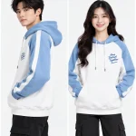 Áo hoodie nam nữ màu trắng xanh hiện đại