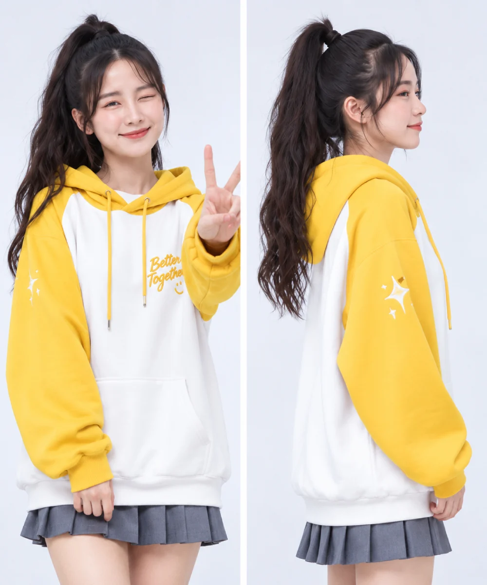 Áo hoodie nhóm Better Together màu trắng phối vàng