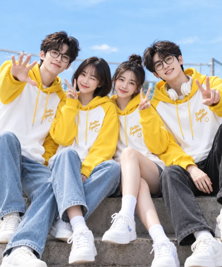 Áo hoodie nhóm Better Together màu trắng phối vàng